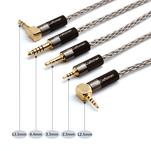 MMCX 6N Single Crystal Silver 2.5mm/4.4mm Balance Earphone Upgrade Cable for SHURE SE846 SE535 Xelento Remote t8ie t9ie UE900S IT04 DK4001 Andromeda Vega JVC FW001 FW002 (4.4mm Plug) - size: 4.4mm Plug