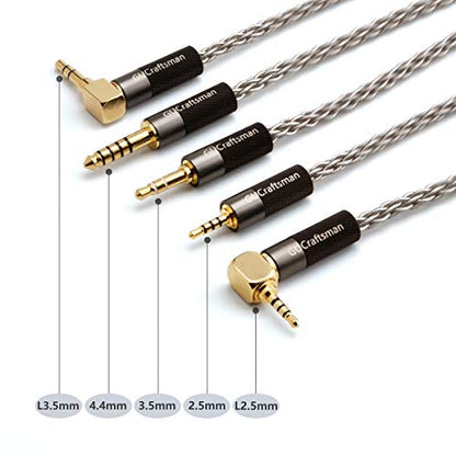 MMCX 6N Single Crystal Silver 2.5mm/4.4mm Balance Earphone Upgrade Cable for SHURE SE846 SE535 Xelento Remote t8ie t9ie UE900S IT04 DK4001 Andromeda Vega JVC FW001 FW002 (3.5mm Plug) - size: 3.5mm Plug