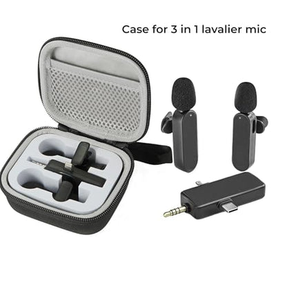 Portabe Wireless Microphone Case Lav Mic Bag Audio Gear Travel Case for PQRQP 3 in 1 Wireless Lavalier Microphones Lapel Mics Plug-Play Clip on Lapel Mic wireless lavalier microphone systems