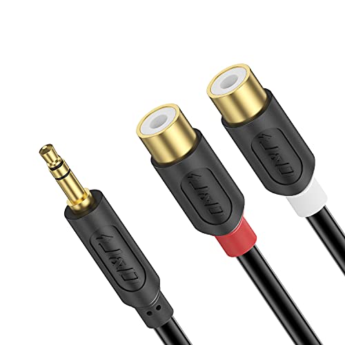 J&D Aux to RCA Cable, Gold Plated Audiowave Series 3.5mm Male to 2RCA Female Auxiliary Stereo Audio Adapter Headphone Jack Y Splitter Compatible with Smartphones, MP3, Tablets, Speakers, 3 Feet