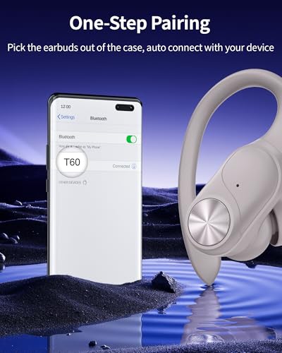 Bluetooth Wireless Earbuds, 80Hrs Playback, Wireless Charging Case with LED Display, Sports Headphones with Earhooks, Deep Bass, IPX7 Waterproof, Compatible with Phone, TV, Laptop