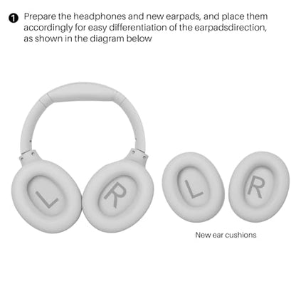 TOZO HT3 HT2 Replacement Earpads Cushion, Softer Protein Leather Ear Cover Waterproof for Comfortable Fit with Dustproof Mesh, Sound-Isolation Foam White - color: White