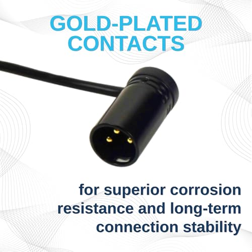 HQRP 2-Pack 3-Pin XLR Female to 3-Pin XLR Male Adjustable-Angle Low-Profile Cables Compatible with Sound Devices 302, 552, 633, 688, 788T Mixer/Recorder, Premium Gold-Plated Male Connector