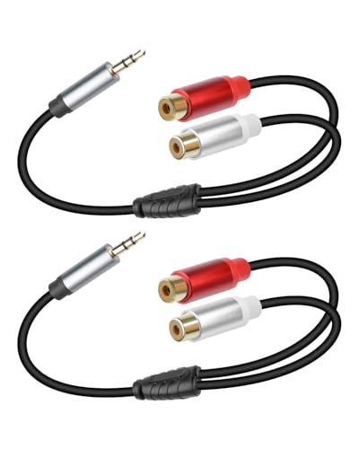 RCA to 3.5mm Aux Cable,3.5mm Male to 2 RCA Female Headphone Jack Audio Adpter Extension Cable,1/8 to 2RCA Auxiliary Stereo Y Splitter Cable for Phone,Tablet,Computer,MP3(1Ft/2Pack) - style: Male to Female