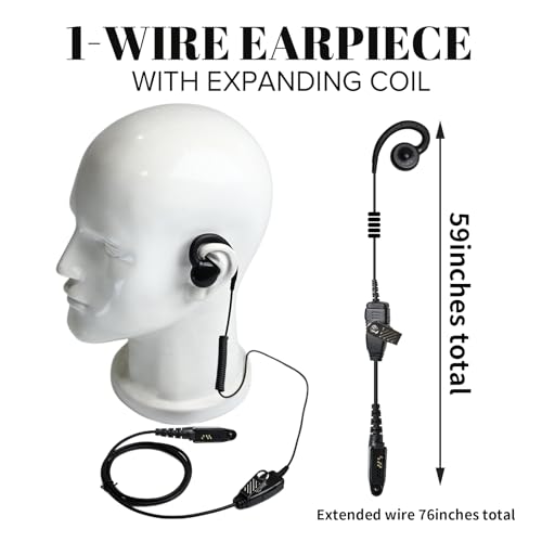 Radio Swivel Ear Piece and Mic 6 Pin Walkie Talkie Earpiece in-Line-Ptt Over-The-Ear Headset Headphone Earphone for Motorola Ailunce Retevis hd1 rt29 gp328plus rb47 nr30 b3h ex600 rt48