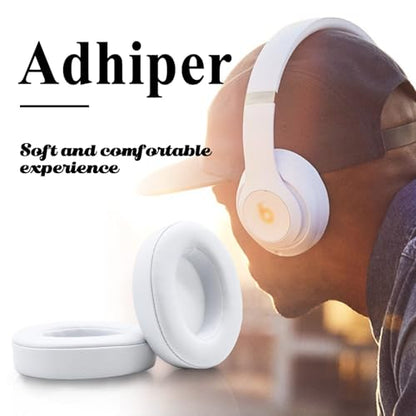 Adhiper Studio 3 Replacement Earpads Ear Cushions Pads Muffs Compatible with Studio 2 Studio 3 B0500 B0501 Wired Wireless Over-Ear Headphones (White) | Soft Protein Leather & Memory Foam Earpad Replacement, Ear Cushions Fit Studio3 & Studio2, Replace Peel