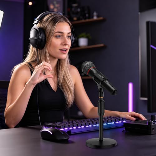 Desktop Microphone Stand, Adjustable Height Desk Mic Stand with Heavy Duty Base & Mic Clip, Universal Table Stand for Blue Yeti, Snowball,10 Inch-14 Inch - size: 1 Pack （10-14 Inch）