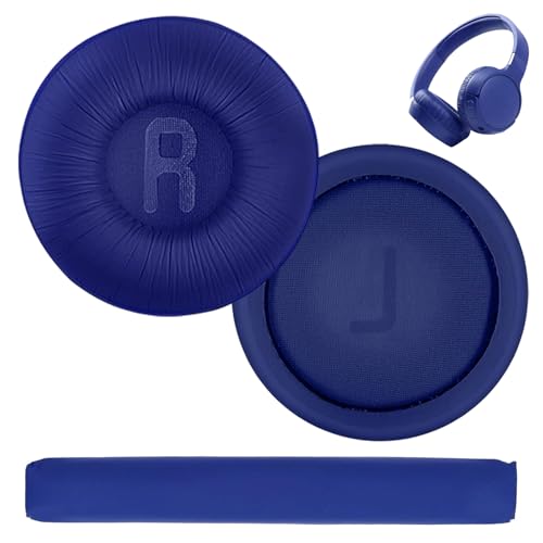 1 Pair Ear Pads and 1 Headband, Earpads Replacement Cushions for JBL Tune600 T500BT T450 T450BT JR300BT JR310BT Headphones (Not Suitable for Tune 600btnc) with Memory Foam, Soft Protein Leather - color: pads and headband - blue