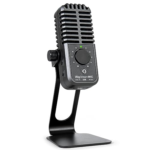 IK Multimedia iRig Stream Mic USB Condenser Microphone with Integrated Audio Interface -Podcast, Gaming for pc, Streaming Plus Audio Mixer