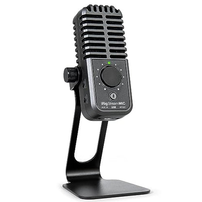 IK Multimedia iRig Stream Mic USB Condenser Microphone with Integrated Audio Interface -Podcast, Gaming for pc, Streaming Plus Audio Mixer