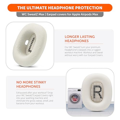 WC SweatZ Max - Patented Silicone Sweat Covers for AirPods Max 1 | Made by Wicked Cushions | (Does Not Fit AirPods Max 2). Sweatproof, Full Earpad Protection | Starlight - color: Starlight