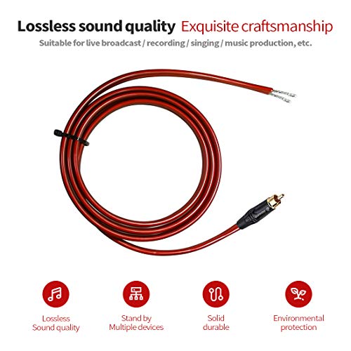 Yuchenfeng Gold-Plated RCA to Bare Wire Speaker Cable - 14AWG OFC Copper Audio Cable for Subwoofers, Amps & Home Theater, Dual PVC Shielded, Zero-Noise(5FT 2PCS) - size: RCA to Bare 5FT 2-PCS