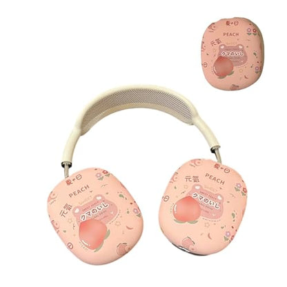 Case Compatible with AirPods Max Headphones, Cute Anime Fruit Soft TPU Anti-Scratch Protective Ear Cup Covers Headphone Cases for Woman Kids Girls - color: Peach