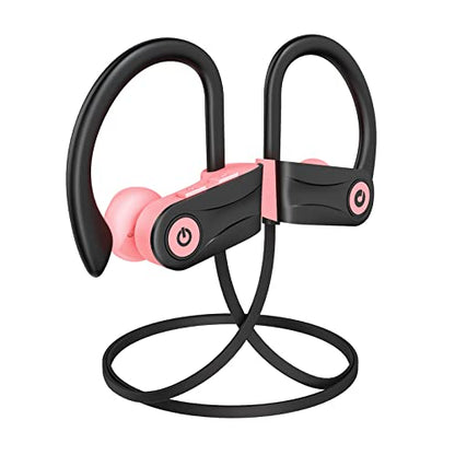 Boean Bluetooth Headphones, Wireless Earbuds with 16 Hours Bluetooth 5.3 Wireless Headphones HD Deep Bass Stereo IPX7 Waterproof Earphones for Sports Headset AI Music Generation - color: Pink