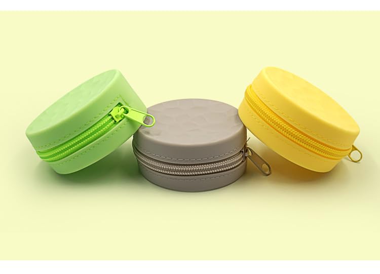 Silicone Coin Pouch, Round Cable Organizer Case, Minimalist Earphone Storage Holder with Keychain for Essentials (Green)