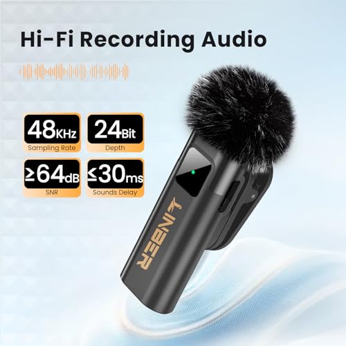 Wireless Lavalier Microphone for iPhone, Noise Cancelling - color: Black, style: A2 (1TX+1RX)