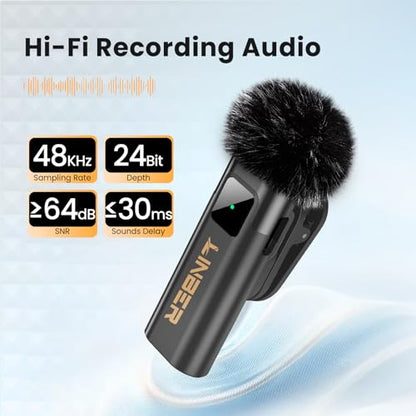 Wireless Lavalier Microphone for iPhone, Noise Cancelling - color: Black, style: A2 (1TX+1RX)