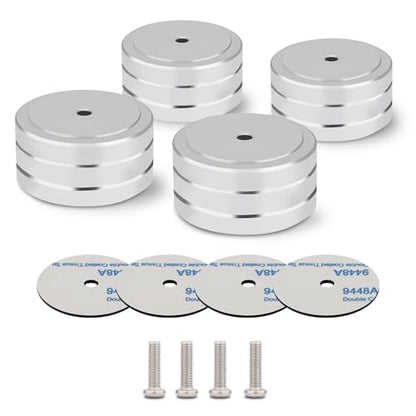 4Pcs Audio Isolation Feet Load 400KG Anti Vibration Pads 40 * 20mm(Silver) | Aluminum Hifi Isolation Footer with Threaded Screw&Adhesive fit Speaker/amplifier/turntable/subwoofer/Record Player/Equipment - color: Sliver