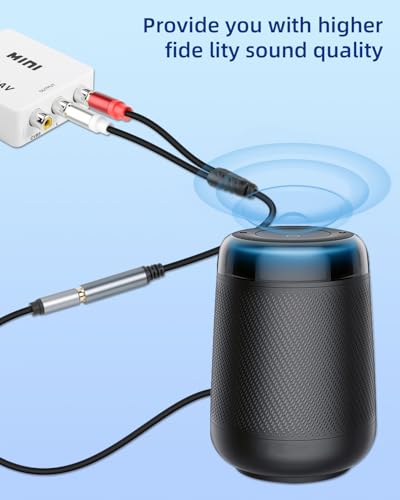 GELRHONR RCA to 1/4 Female Adapter Splitter Cable, 6.35mm Female to Dual RCA Male Audio Cable for Amplifier, Microphone, TV and More 30cm (1Female to 2 Male) - color: 1Female to 2 Male