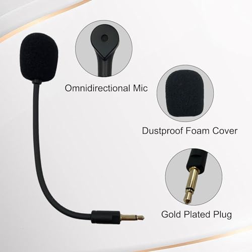 3.5mm Replacement Mic for Razer Kaira Pro Wireless Gaming Headset | Detachable Game Microphone Boom, Clear Crystal Sound Noise, with Windscreen, Black