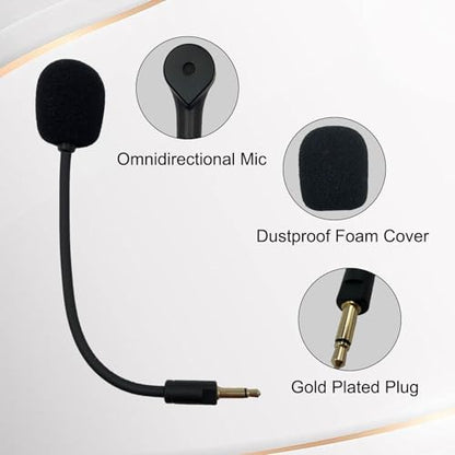 3.5mm Replacement Mic for Razer Kaira Pro Wireless Gaming Headset | Detachable Game Microphone Boom, Clear Crystal Sound Noise, with Windscreen, Black
