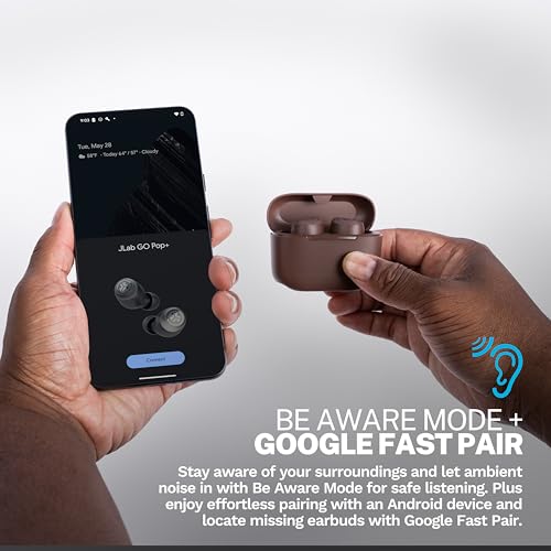 JLab, Go Air Pop+ Tones, True Wireless Earbuds, Bluetooth Earbuds with Microphone, Dual Connect, EQ3 Sound, 7572 W | In Ear Headphones, Bluetooth Earphones, 35H Playtime, Ear Buds with Microphone, USB-C Case, Dual Connect, EQ3 - color: D-7572 W, style: To
