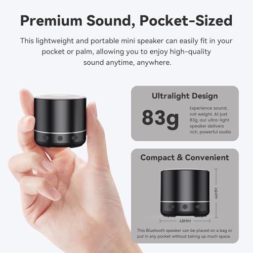 Mini Bluetooth Speaker, 2026 Ultra-Light Mini Bluetooth Speaker, IP7 Waterproof Brief Design, Small Shower Travel Speaker for Outdoor, 8H Playtime, Perfect for Backpacking, Bike, Beach & Gift Black - color: Black