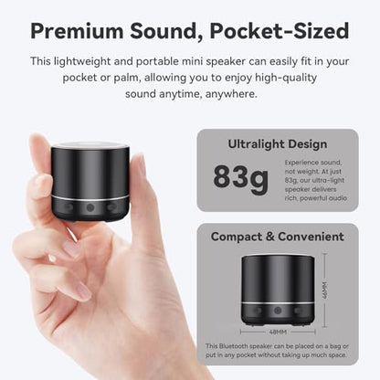 Mini Bluetooth Speaker, 2026 Ultra-Light Mini Bluetooth Speaker, IP7 Waterproof Brief Design, Small Shower Travel Speaker for Outdoor, 8H Playtime, Perfect for Backpacking, Bike, Beach & Gift Black - color: Black