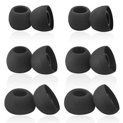 Silicone Replacement Earbuds Tips Universal for 5mm-7mm True Wireless LMS | 6 Pairs Rubber Ear TipsSecure Fit & Noise Isolation, Black - color: 4.5mm-Black