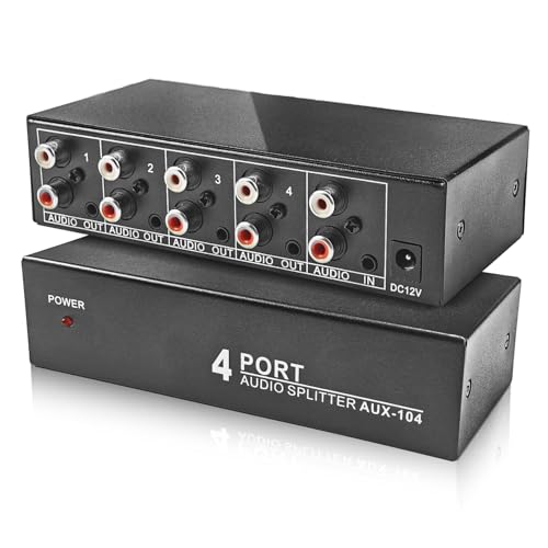 4-Way RCA L/R & 3.5mm Stereo Audio Splitter 1 in 4 Out