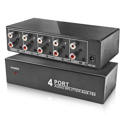 4-Way RCA L/R & 3.5mm Stereo Audio Splitter 1 in 4 Out