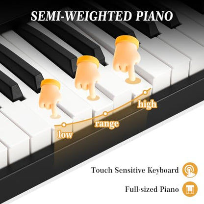 88-Key Portable Foldable Electronic Keyboard. the Portable Keyboard Comes with Headphones, Pedals, Stand and Fixing Frame. It Is Suitable for Beginners and Can Be Used Both on Trips and at Home - color: 88 Keys Set（Foldable）