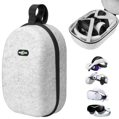 sarlar Large Hard Carrying Case Compatible with Oculus Meta Quest 3S/Quest 3/Quest 2/Pimax Dream Air & PS VR2 Gaming Headset, KIWI Design, BOBOVR M3/M2 Pro, SUPERUS, Saqico All Battery Head Strap