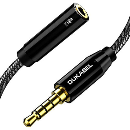DUKABEL TRS to TRRS Adapter, 3.5mm Microphone Adapter - 30CM | TRS Female to TRRS Male, Microphone Adapter for iPhone and Android Smartphones and Tablets, ONLY for Microphone input - size: TRS Female to TRRS Male