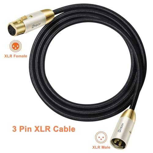DTECH 5ft XLR to XLR Microphone Cable Male to Female Balanced Audio Cord for Mic Speaker PA Systems Standard 3 Pin Gold Plated Connectors Nylon Braided Instrument Wire, 5 Feet, Black - size: 5ft