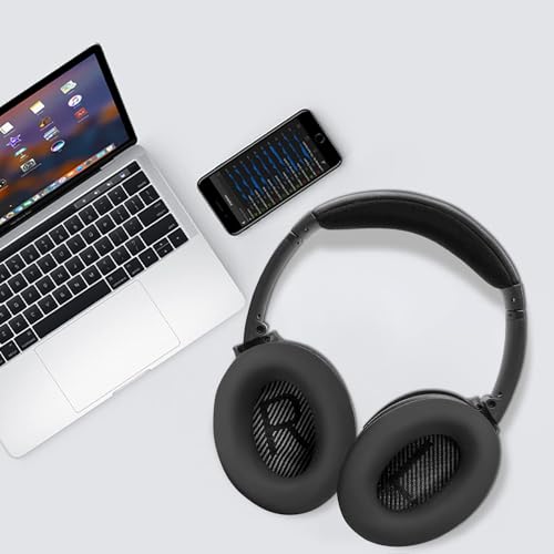SOULWIT Sweat Ear Cover for Bose Headphones - Black | (Not Fit 700NC/QC Ultra), for QuietComfort QC2/QC15/QC25/QC35/QC45/QC SC/Ae2/SoundTrue AE/SoundLink AE Headphones - color: Black