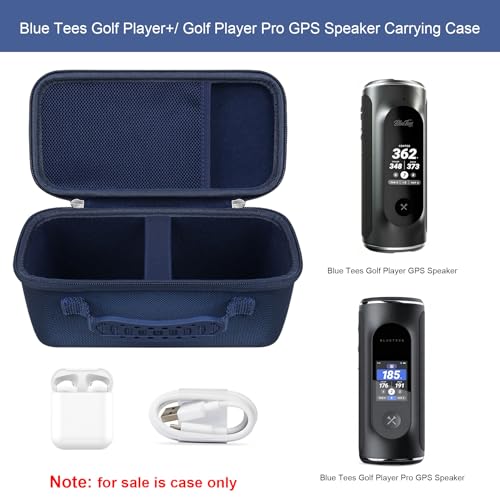 Carrying Case for Blue Tees Golf Player Pro/Player+ AI-Powered GPS Speaker | Blue Tees AI Powered Golf Speaker Hard Travel Protective Bag Storage Holder, Extra Mesh Pocket Fits Charging Cable, Navy - color: Navy