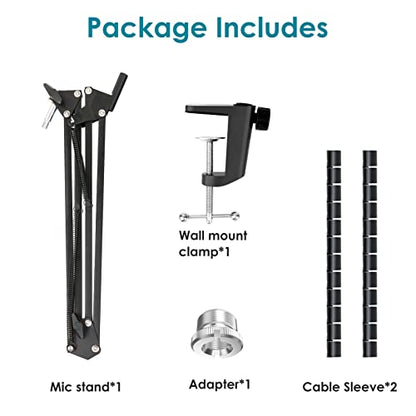 Microphone Boom Arm with Cable Management – Adjustable Scissor Mic Stand Compatible with Fifine K669B/K670/K683A/K658/K688, AmpliGame A6V/A8, AM8 & Other USB/XLR Microphones by YOUSHARES