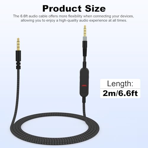 Cloud Alpha Cable Replacement Audio Cord Wire with Inline Mute and Volume Control Compatible with Kingston HyperX Cloud Alpha/Alpha S, Cloud Mix, Logitech G933, G633 Gaming Headsets (Black) - color: Black