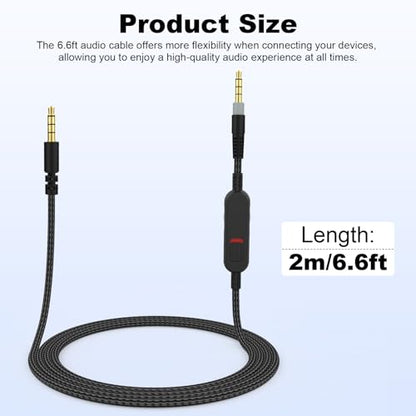 Cloud Alpha Cable Replacement Audio Cord Wire with Inline Mute and Volume Control Compatible with Kingston HyperX Cloud Alpha/Alpha S, Cloud Mix, Logitech G933, G633 Gaming Headsets (Black) - color: Black
