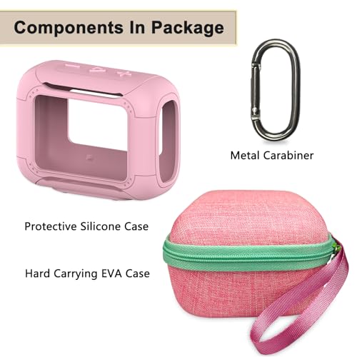Silicone Cover and Hard Carrying Case for JBL Go 5 Bluetooth Speaker | Protective Cases for Go 5 Speaker Accessories, Scratch-Resistant and Drop-Proof Cover (Pink) - color: Pink