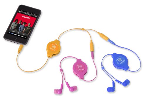 ReTrak Retractable Headphones Splitter, Orange (ETCABLESPLOR ) - color: Orange