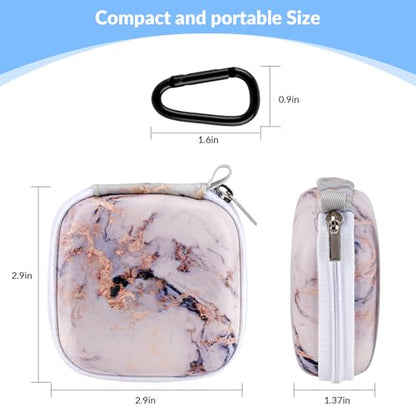 Unique Patterned Portable EVA Earbud Case with Carabiner | Printed Earbud Holder With Sturdy Carabiner, Multi-Use Storage For Earphones, Headphones, SD Cards & Small Electronic Chips - color: Grey marble