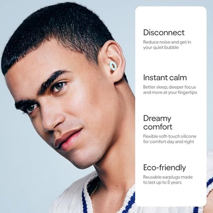 Loop Quiet 2 Ear Plugs - Ultra-Comfy Reusable Hearing Protection for Sleep | 24dB SNR noise reduction. Flexible, customizable fit. Reusable & washable. For deep focus, travel, noise sensitivity - color: Mint