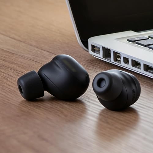 Memory Foam Replacement Earbud Tips for Sony WF-1000XM6 / WF-1000XM5 | Internal with Dust Mesh, Soft Foam Eartips with Portable Storage Box (4 Pairs, Black, XS/S/M/L)