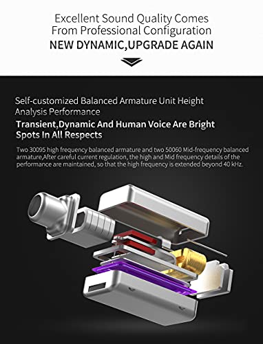 KZ ZS10 Pro 4BA+1DD in Ear Monitor Earphone 5 Driver HiFi Metal Earbuds Headphone Noise Cancelling IEM Earphone - color: ZS10 PRO purple, size: no mic