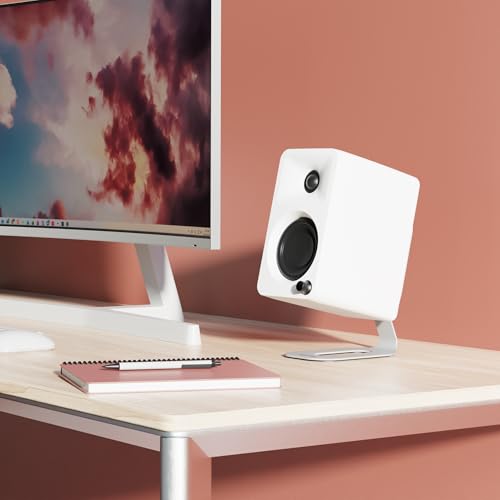 Kanto ORAMW 100W Powered Reference Desktop Computer Speakers with Bluetooth 5.0 and USB-C Input | Bi-Amplified | 100 Hz Automatic Crossover | Reference Quality Sound | Pair | White - color: White, size: 3" Woofer - 100 Watts