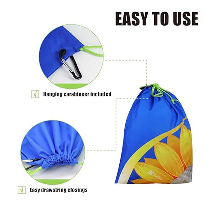 SANDIAN, Golf Shoes Pouch Bag, Waterproof Packing Storage Bag, Drawstring Rope Closures, Sublimation Dye Prints, Durable PU Coatings, Weather Resistant, Large Capacity, Carabiner Included (SP82)