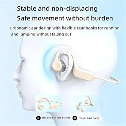 2026 Upgrade Bone Conduction Headphones-SwimBeats, IP68 Waterproof Swimming Headphones| 32GB Storage| BT 6.0| 28g Lightweight| 8H Battery, Open-Ear Headphones for Swimming, Running, Cycling(Beige) - color: Beige
