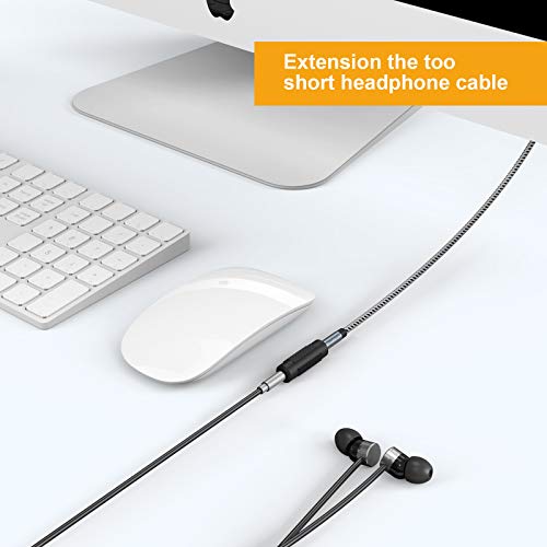 CableCreation 90 Degree TRRS 3.5mm Male to Female Audio Extension Cable, 4-Conductor, Right Angle, Slim and Flexible, Universal Compatible with Headphones